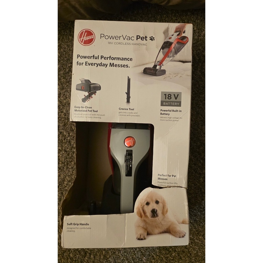 Hoover PowerVac Pet 18V Cordless Handheld Vacuum BH10100 Red Grey